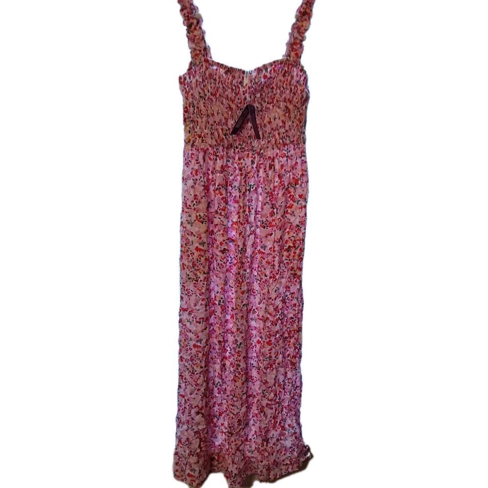 Seraphine Pink Floral shired Maxi Dress NWT Sz. 6 Side Slits, Pockets